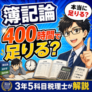 【税理士試験】簿記論の勉強時間は400時間で足りる？3年5科目税理士が解説