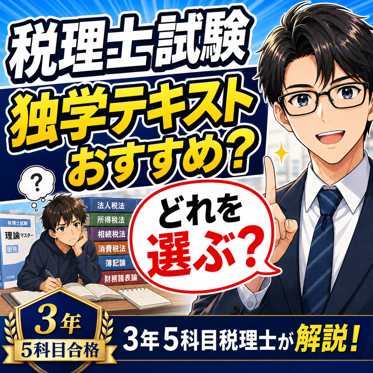 税理士試験の独学テキストおすすめ｜3年5科目税理士が解説